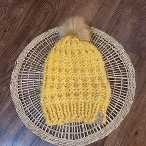 Cozy Yellow Knit Pom-Pom Beanie